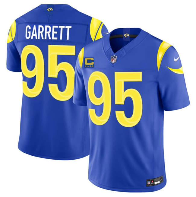 Men's Royal Los Angeles Rams #95 Myles Garrett 2026 F.U.S.E. 4-Star C Patch Vapor Limited Stitched Football Jersey
